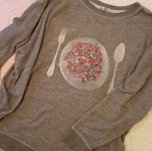 Wildfox oversized sweater, S, stars spoon fork